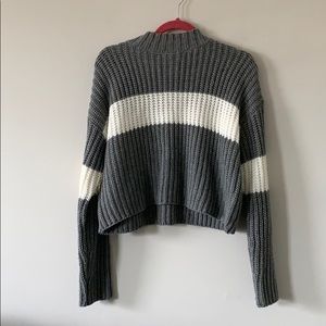 Knit grey and white cropped sweater